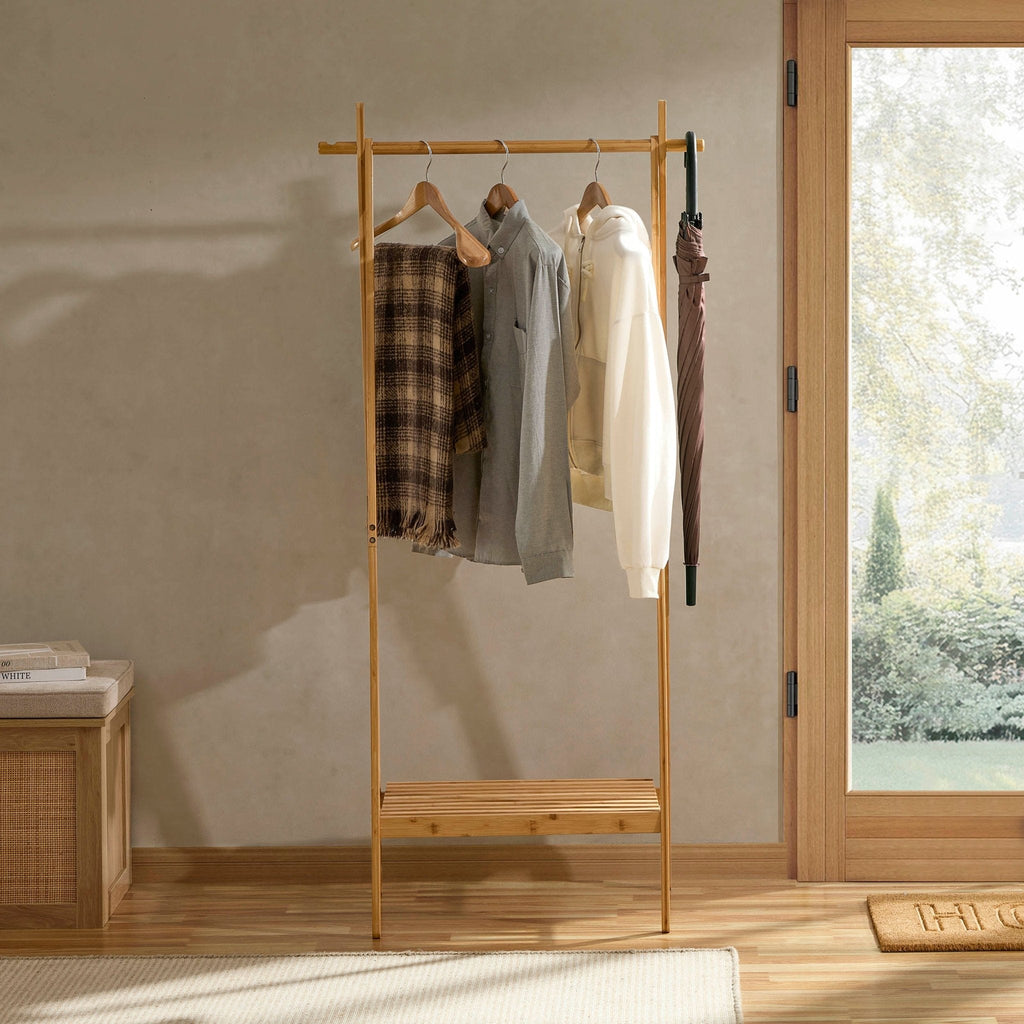 Portant à Vêtements en Bambou - Bois Clair