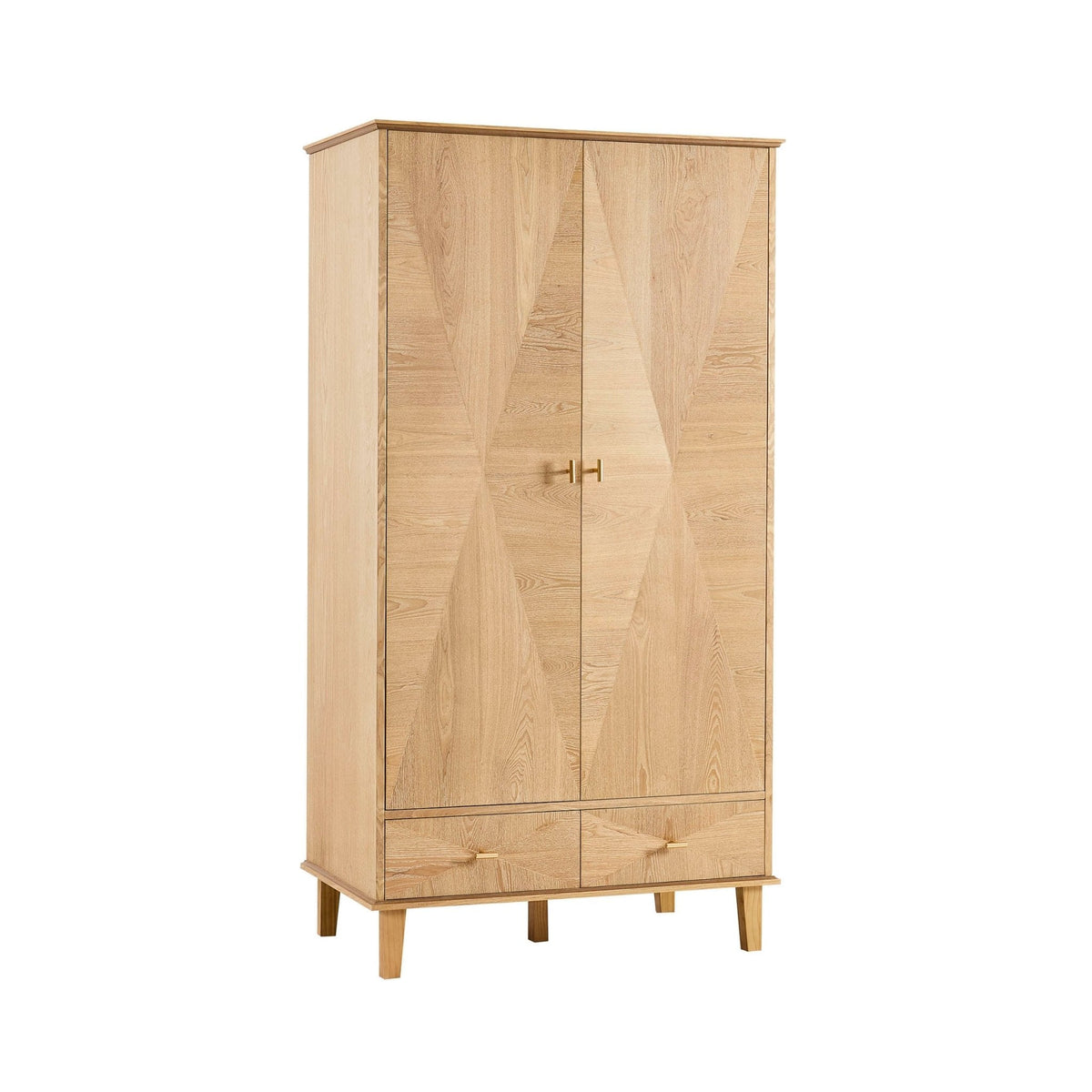 Armoire 2 portes avec tiroirs Concave – Bois clair