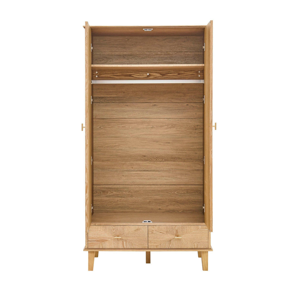 Armoire 2 portes avec tiroirs Concave – Bois clair