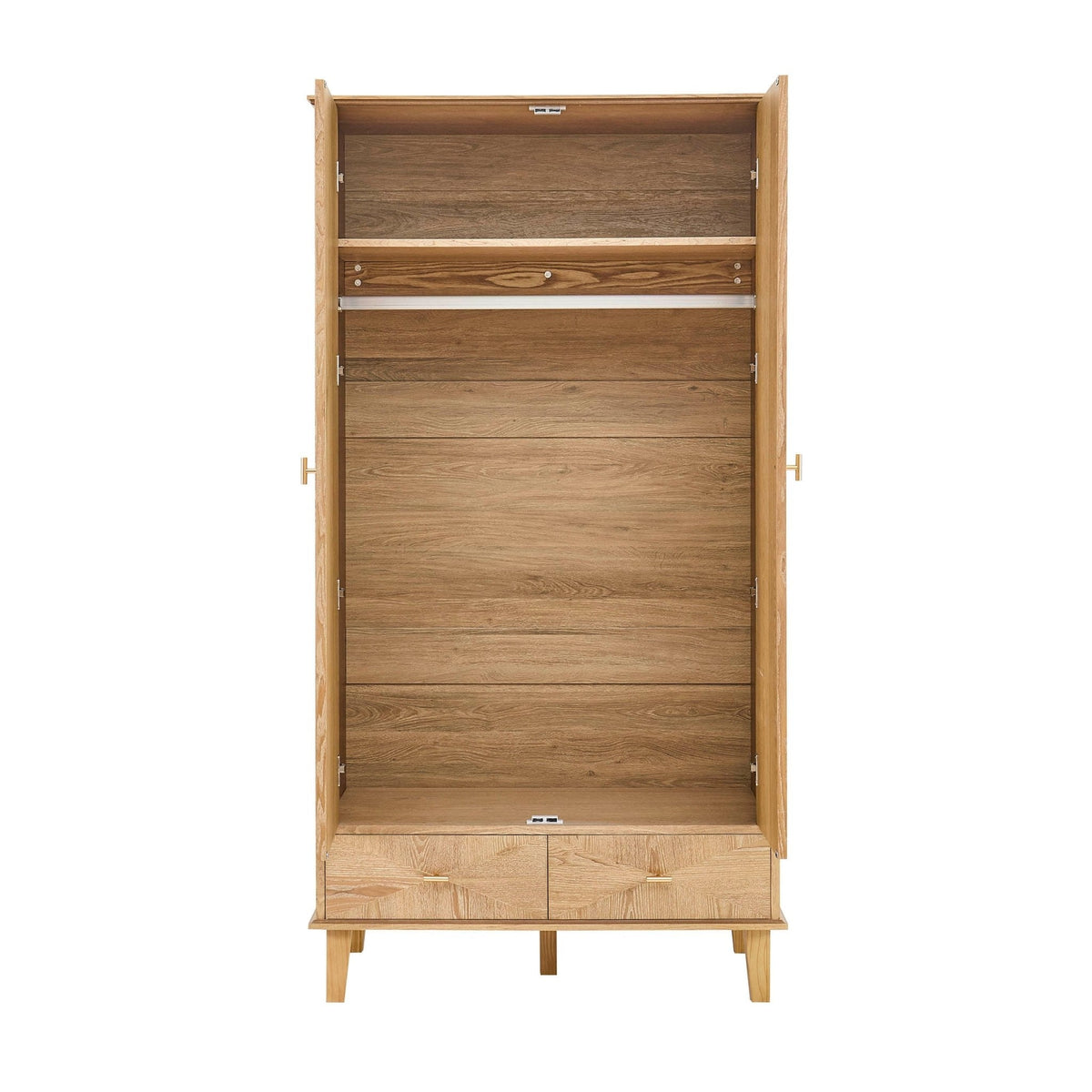 Armoire 2 portes avec tiroirs Concave – Bois clair