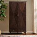 Armoire à 2 portes concave avec tiroirs - Noyer