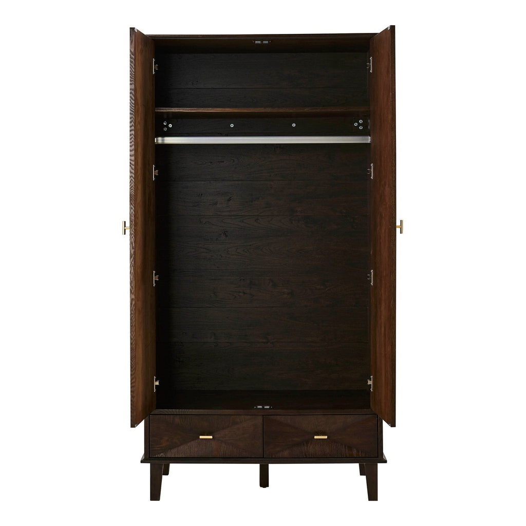 Armoire à 2 portes concave avec tiroirs - Noyer