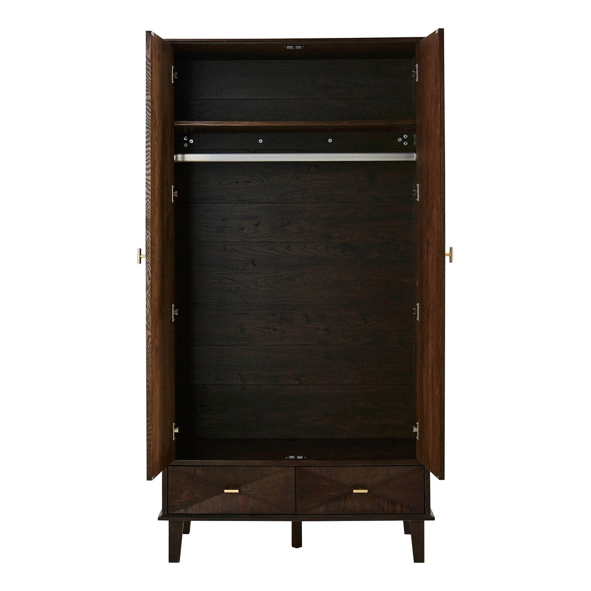 Armoire à 2 portes concave avec tiroirs - Noyer