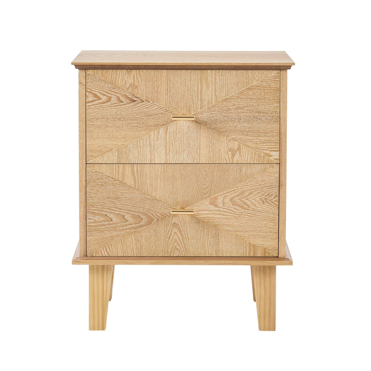 Table de chevet concave à 2 tiroirs - Bois clair