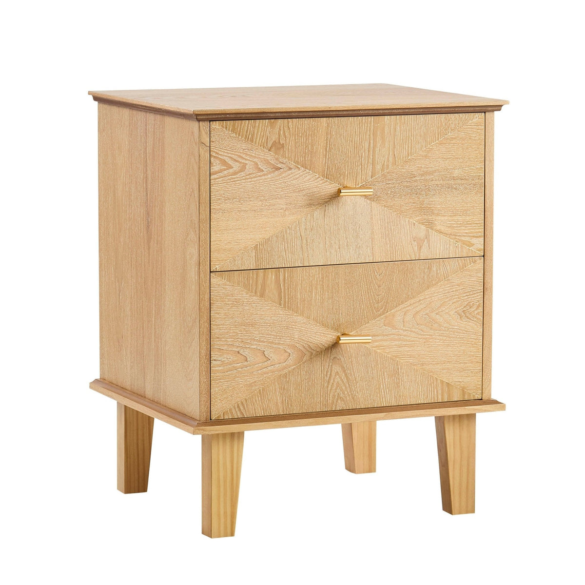 Table de chevet concave à 2 tiroirs - Bois clair