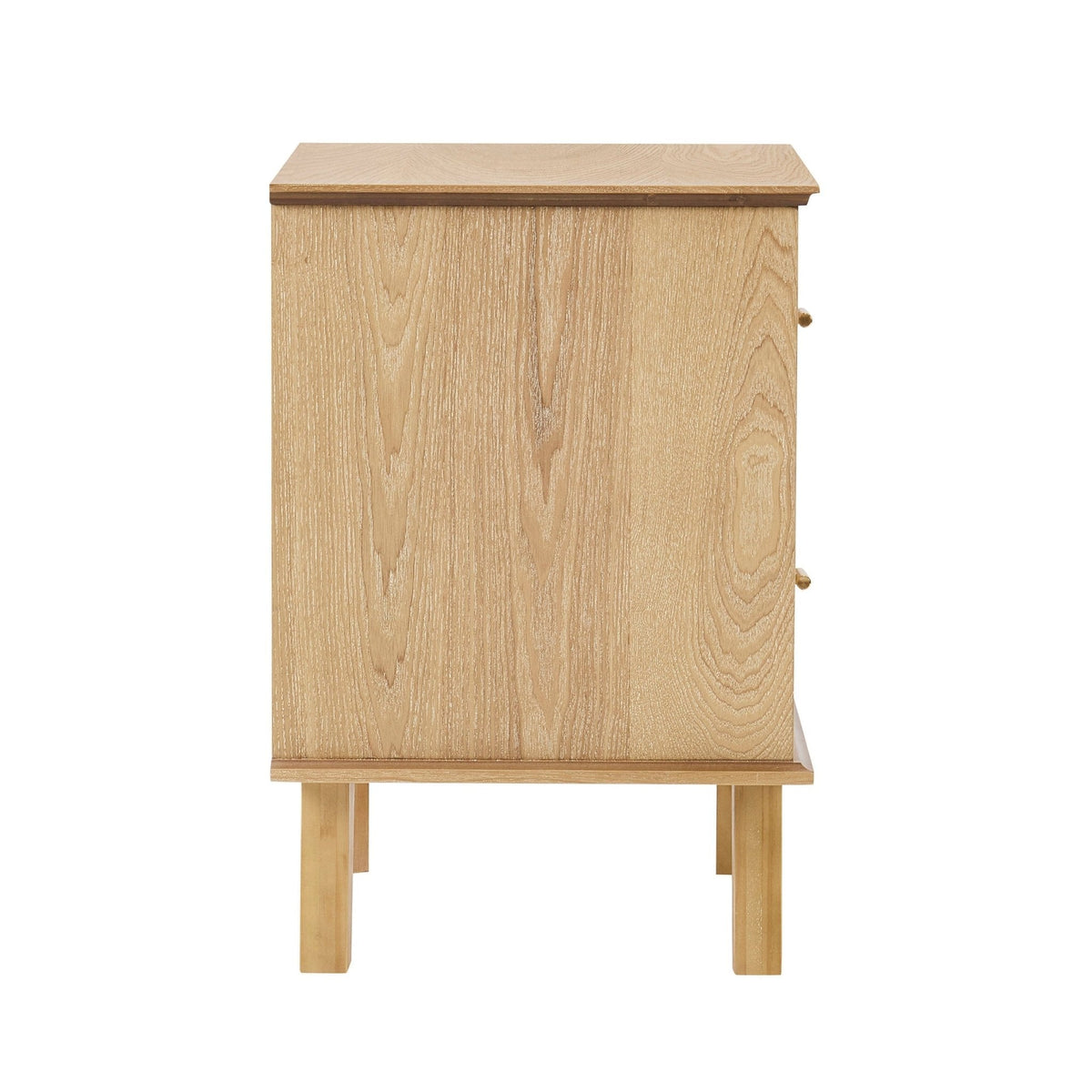 Table de chevet concave à 2 tiroirs - Bois clair