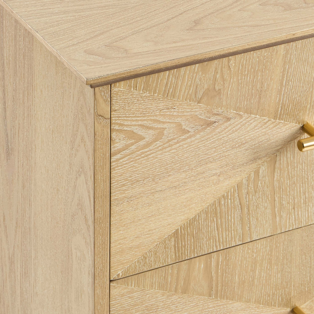 Table de chevet concave à 2 tiroirs - Bois clair