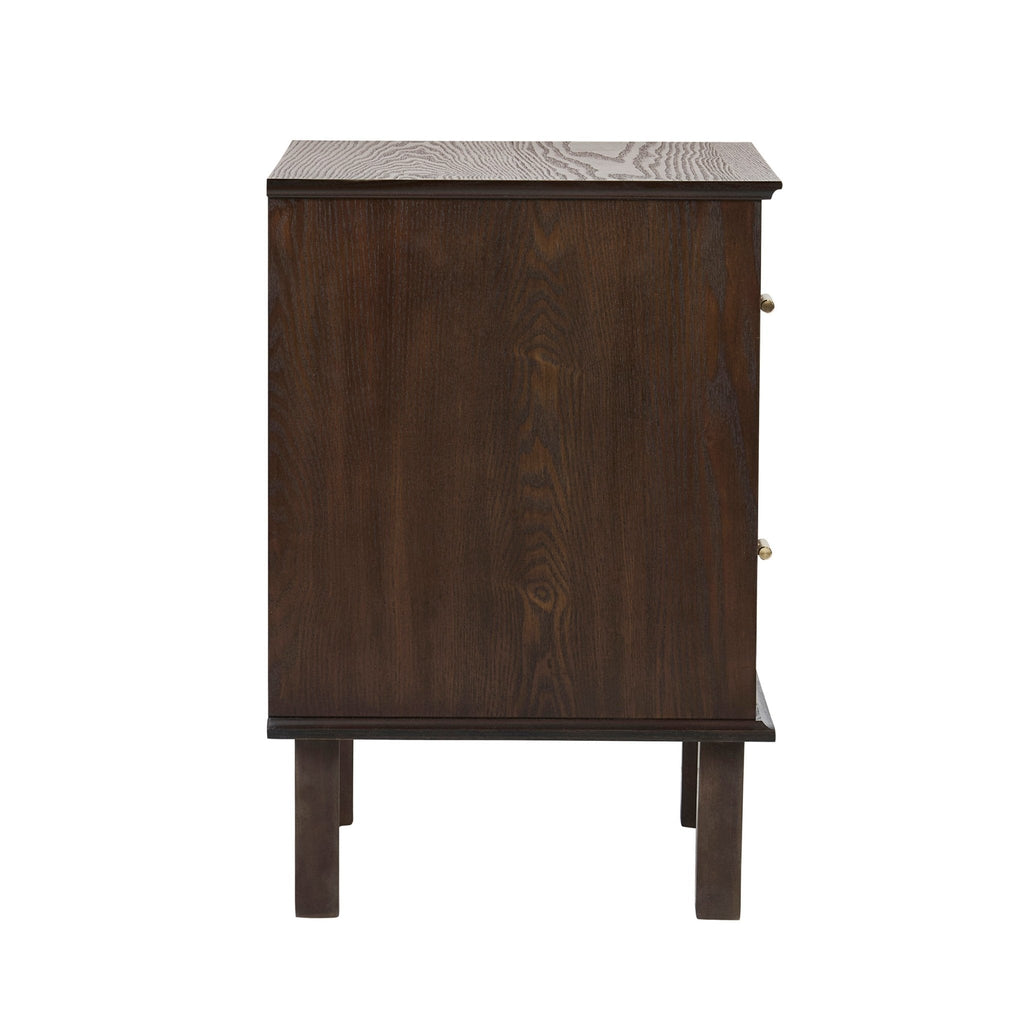 Table de chevet concave à 2 tiroirs - Noyer