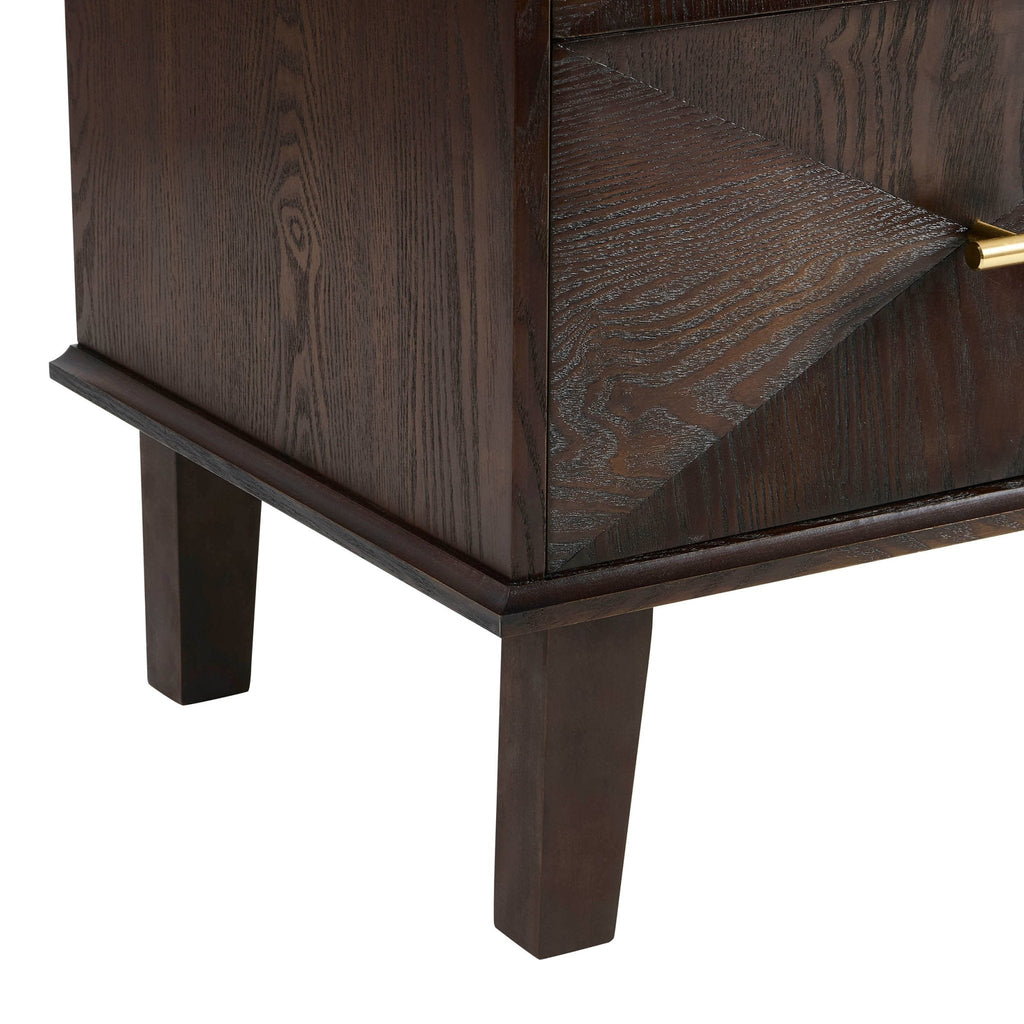 Table de chevet concave à 2 tiroirs - Noyer
