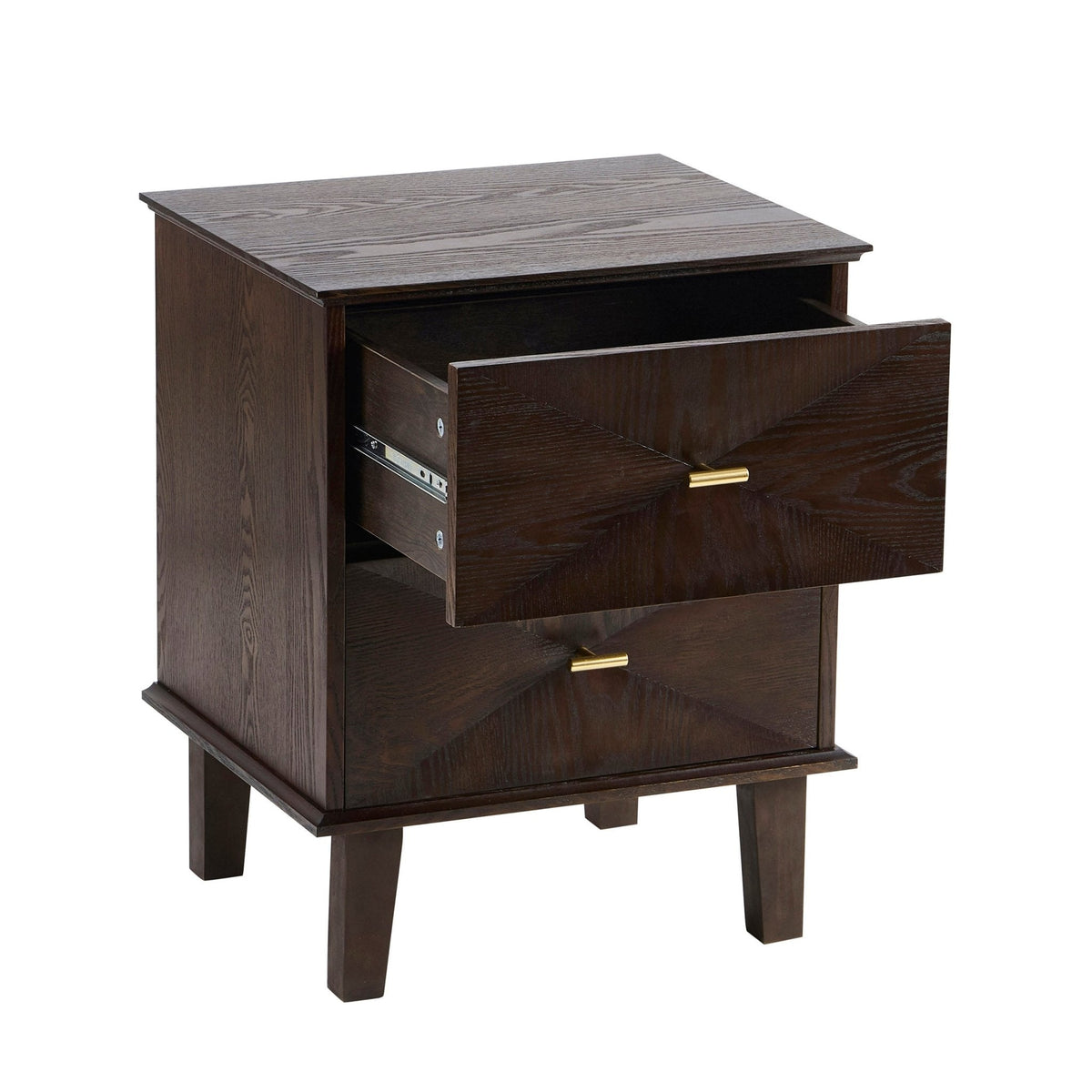 Table de chevet concave à 2 tiroirs - Noyer