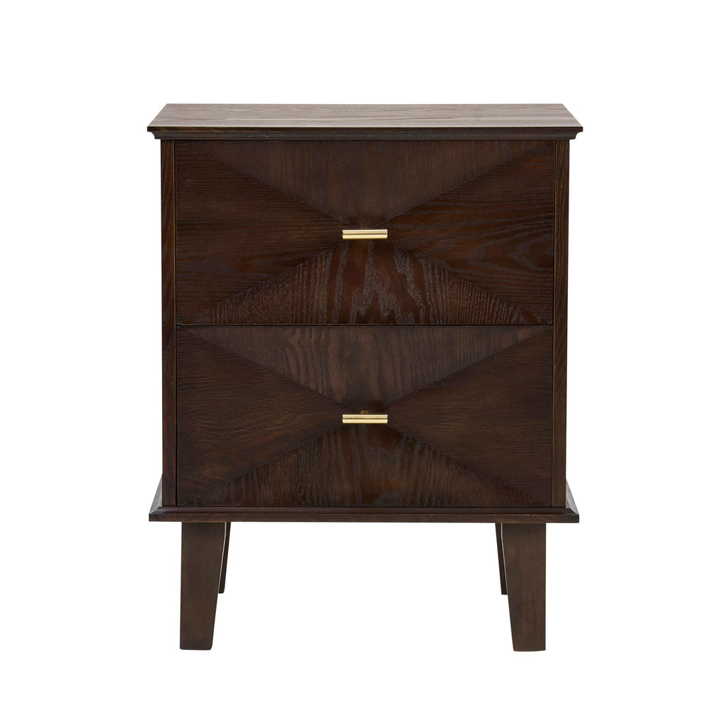 Table de chevet concave à 2 tiroirs - Noyer