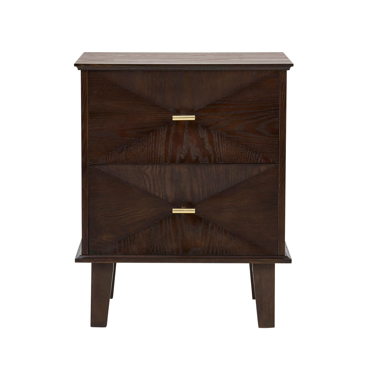 Table de chevet concave à 2 tiroirs - Noyer