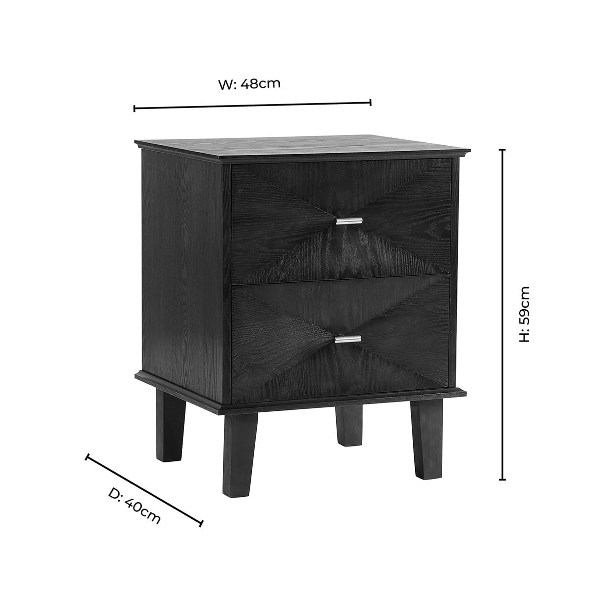 Table de chevet concave à 2 tiroirs - Bois clair