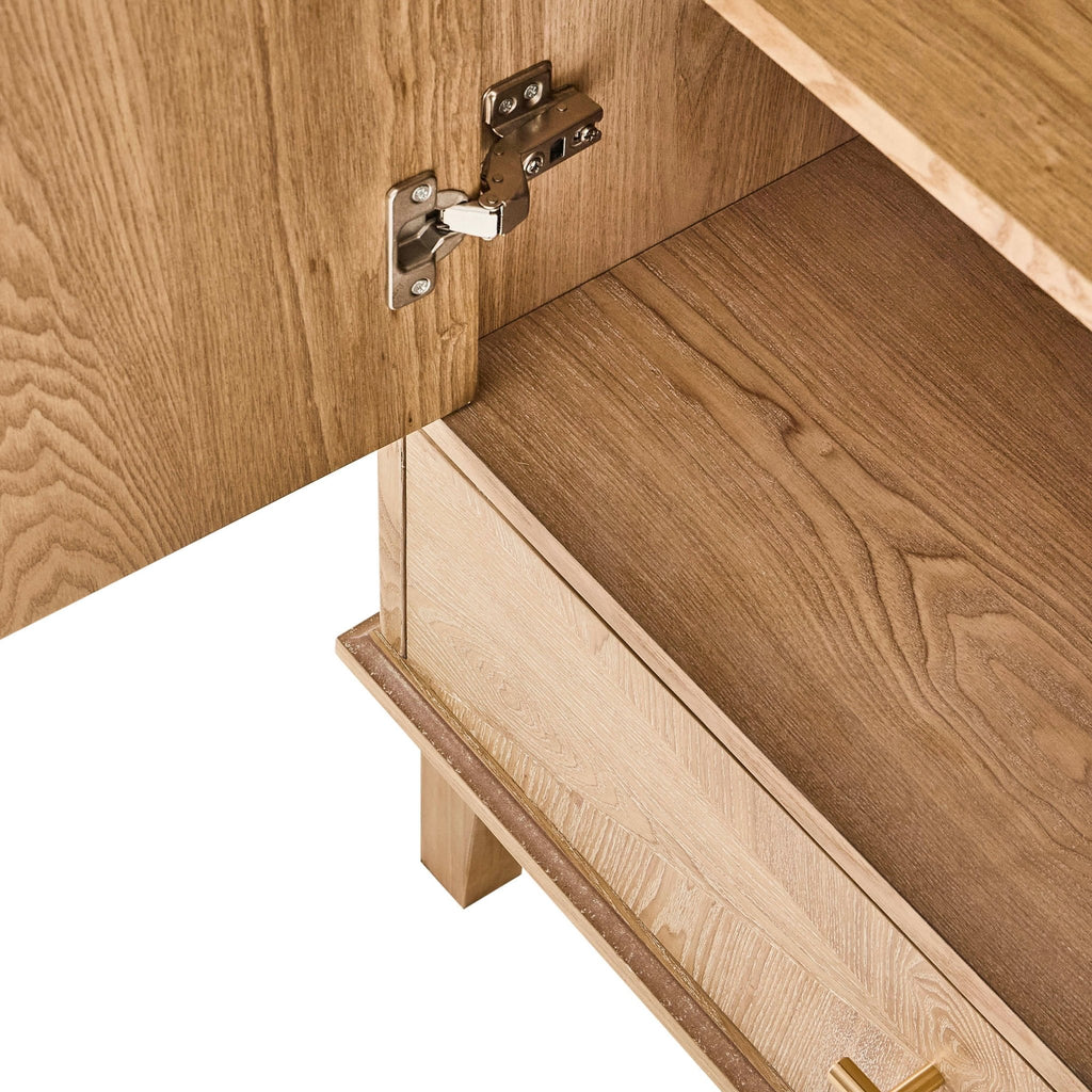 Armoire concave 3 portes avec tiroirs - Bois clair