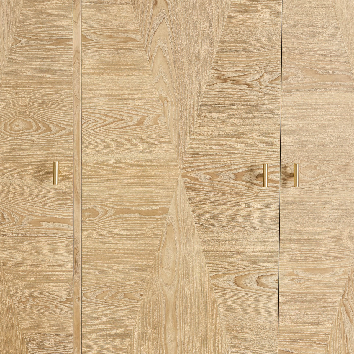 Armoire concave 3 portes avec tiroirs - Bois clair