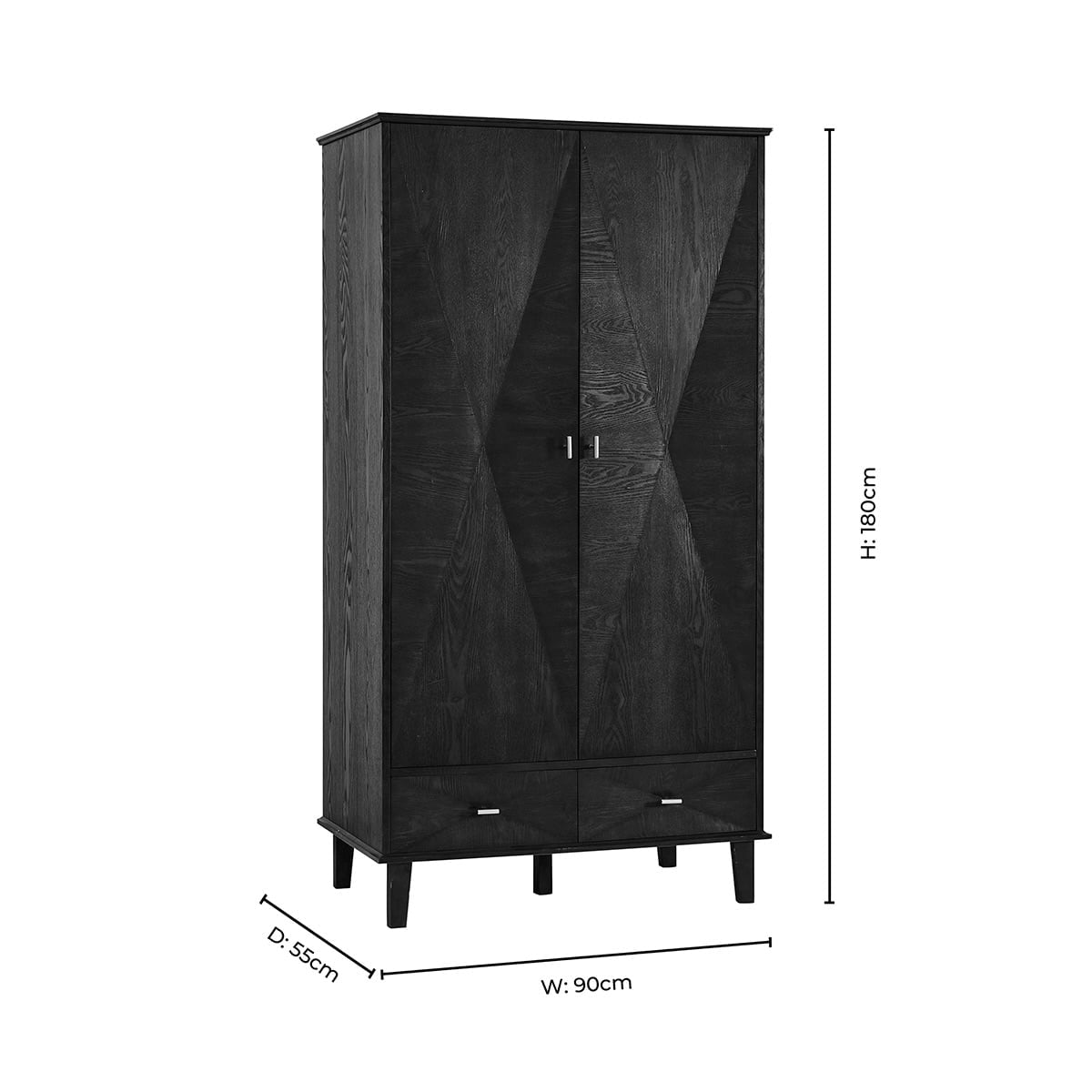 Armoire concave 3 portes avec tiroirs - Bois clair