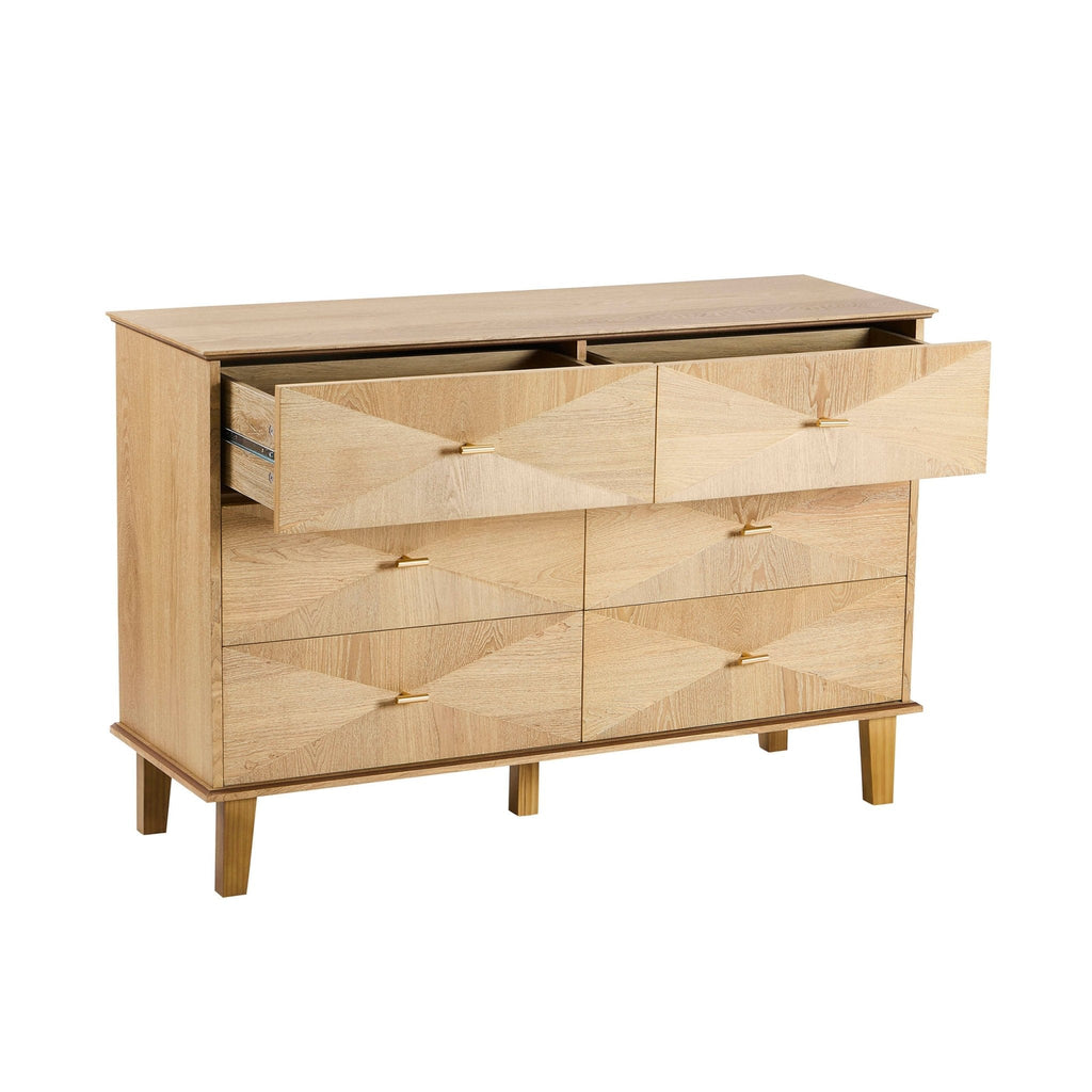 Commode concave à 6 tiroirs - Bois clair