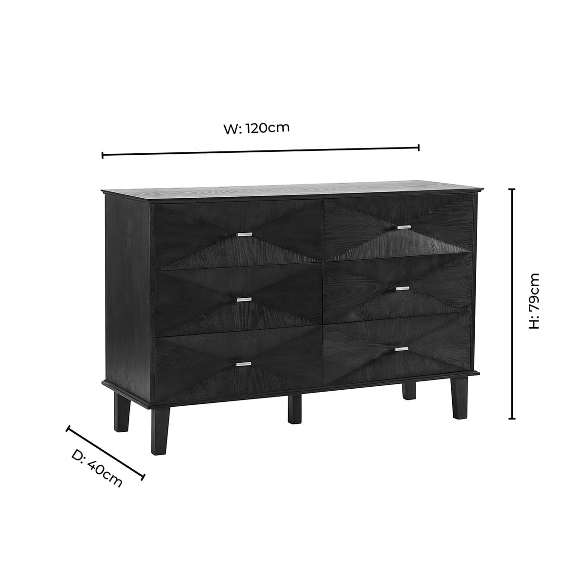 Commode concave à 6 tiroirs - Bois clair