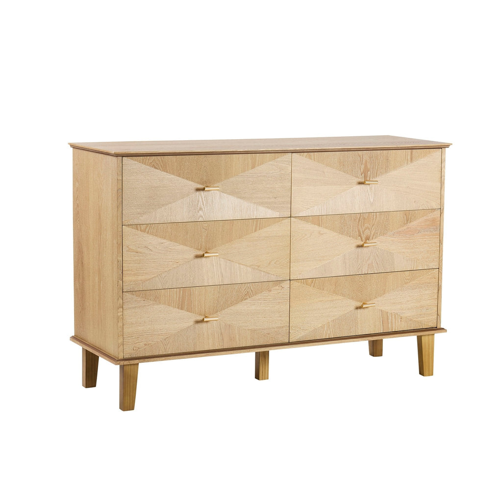 Commode concave à 6 tiroirs - Bois clair