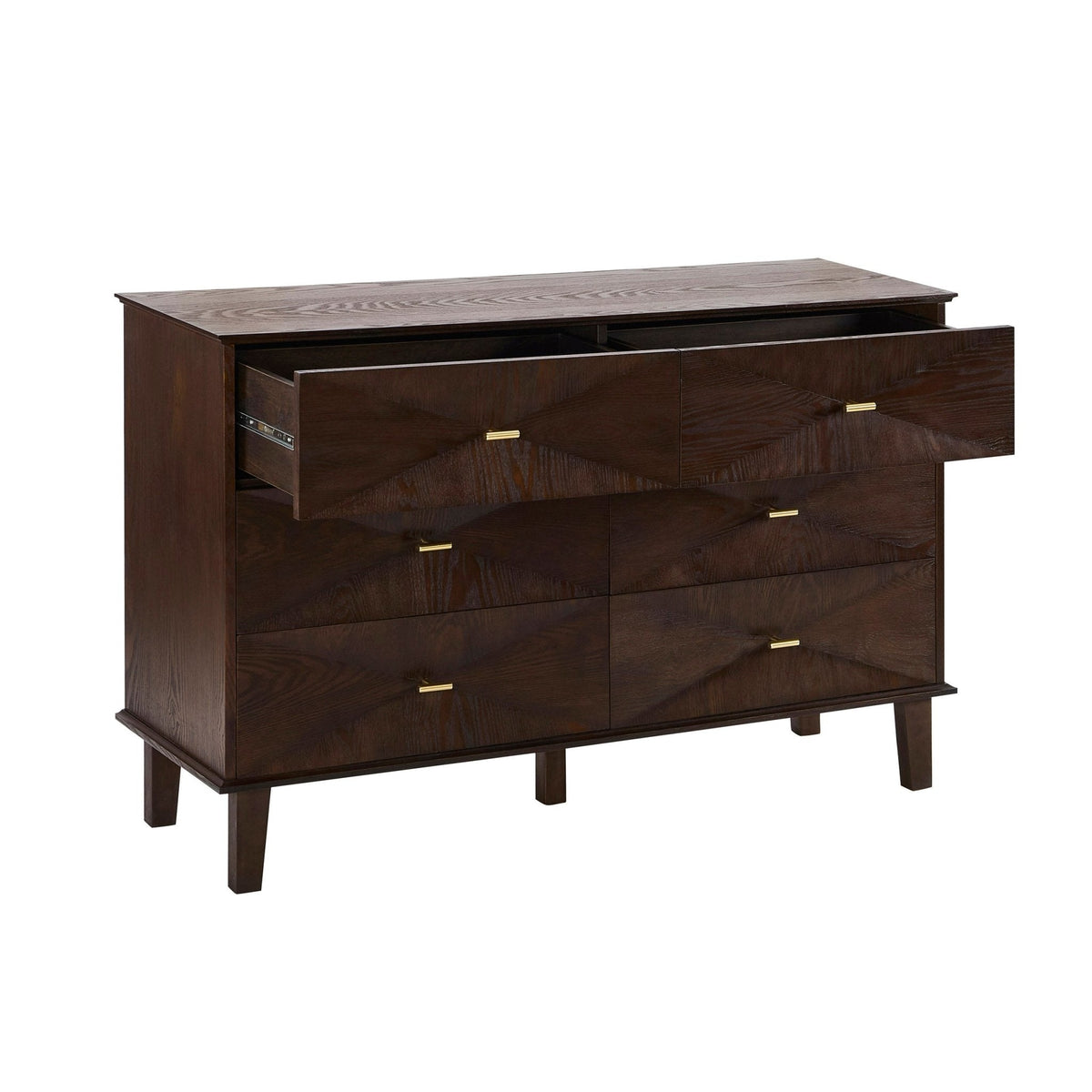 Commode 6 tiroirs concave – Noyer