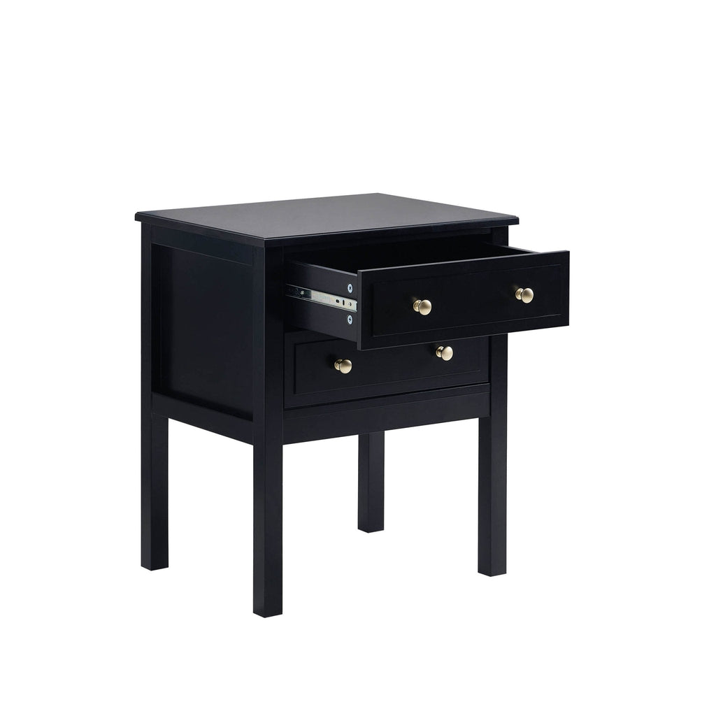 Table de chevet 2 tiroirs - Noir