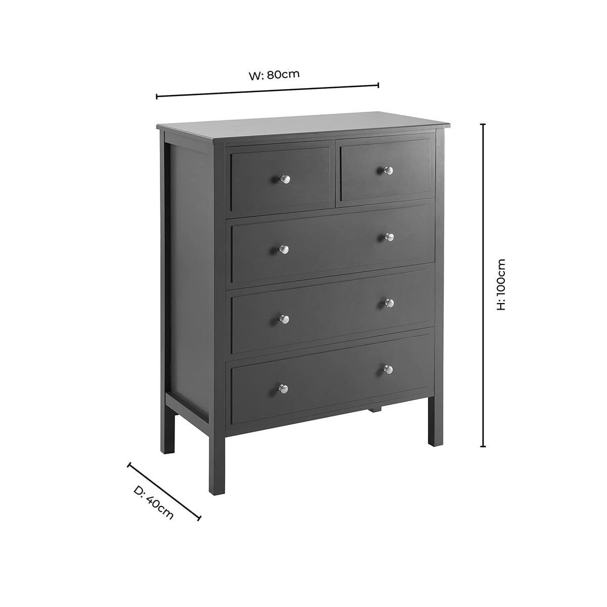 Commode 5 tiroirs - Moka