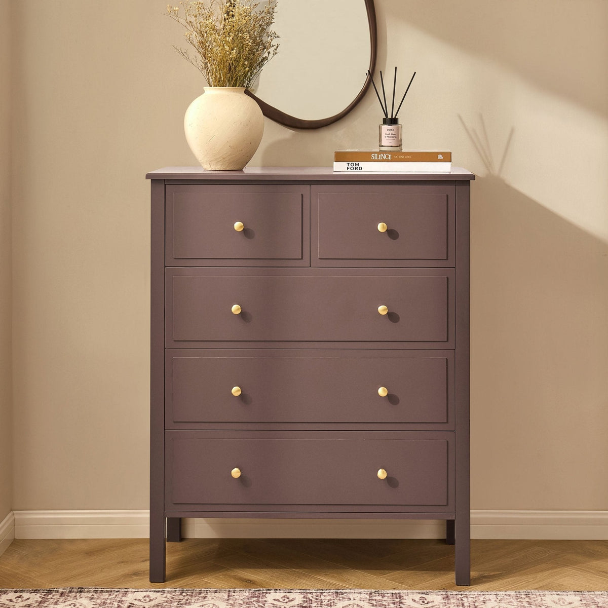 Commode 5 tiroirs - Moka