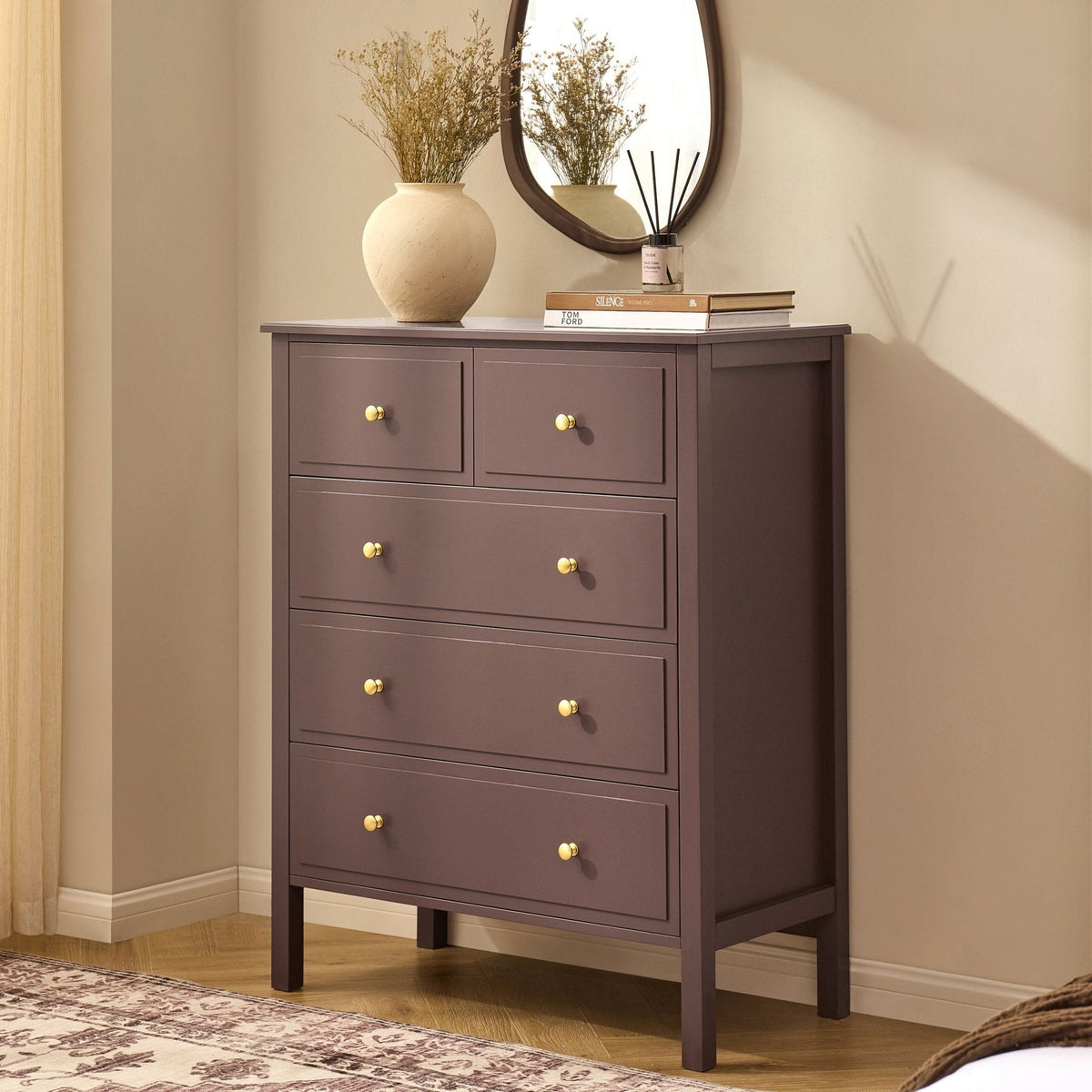 Commode 5 tiroirs - Moka