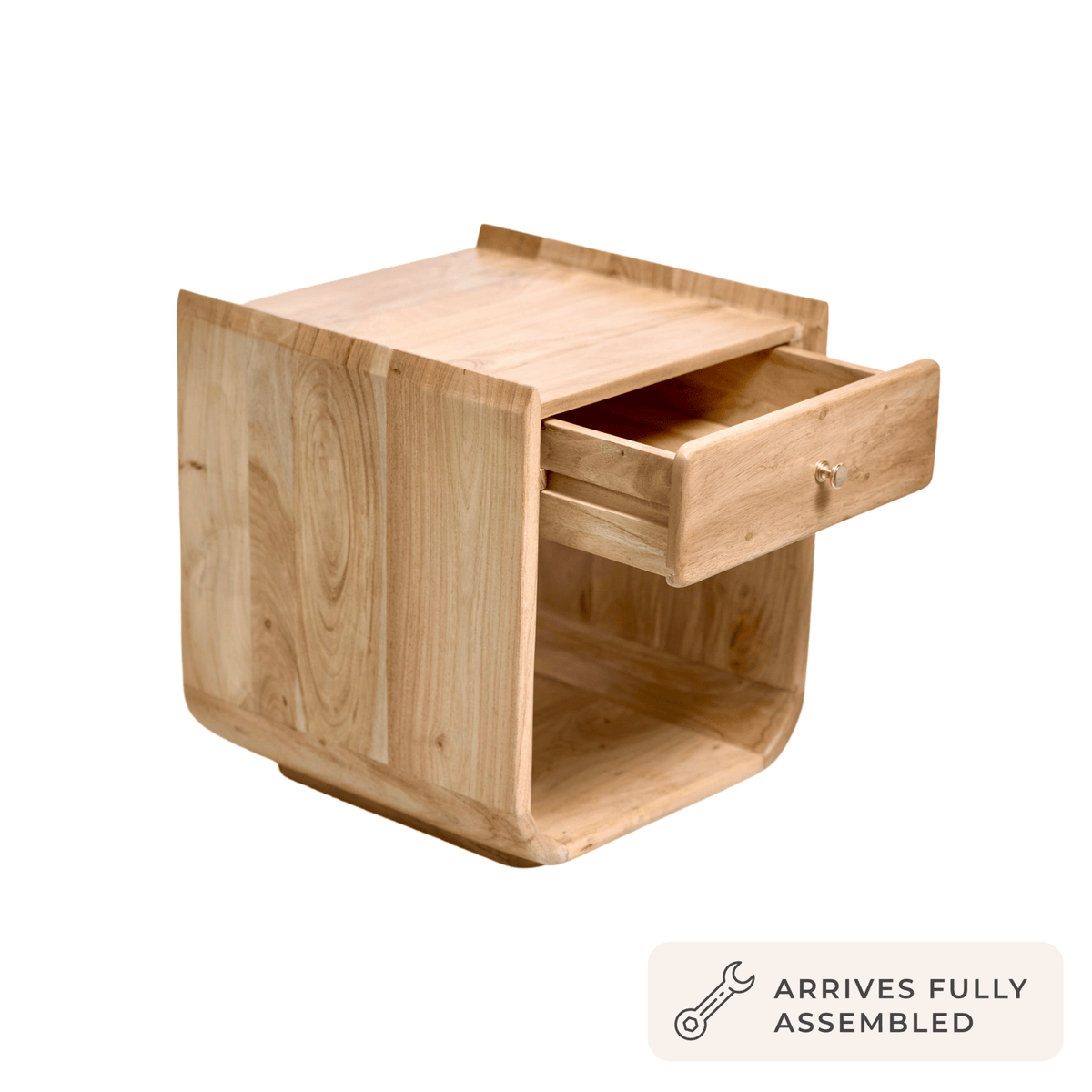 Table de Chevet 1 Tiroir en Bois d'Acacia - Bois Clair