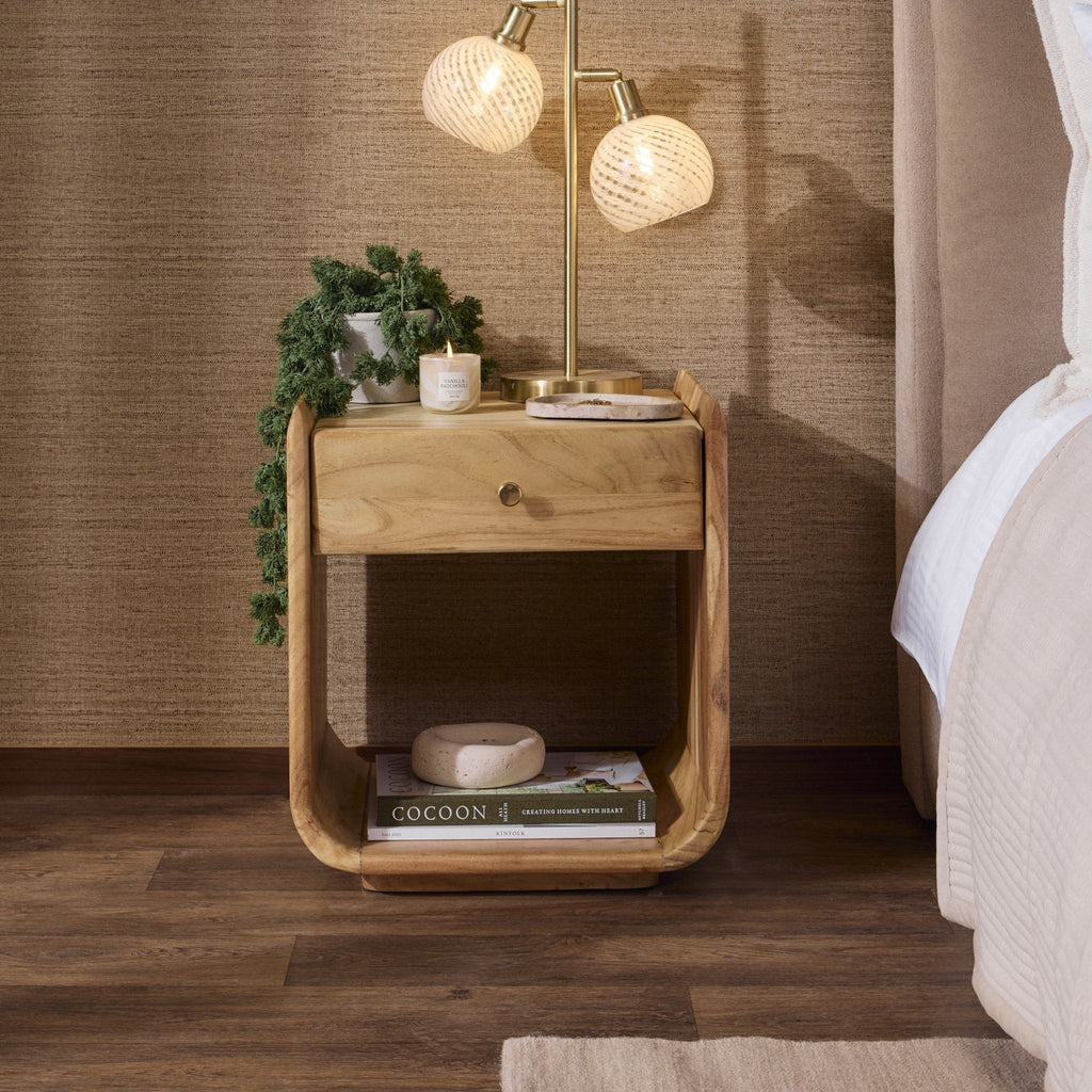 Table de Chevet 1 Tiroir en Bois d'Acacia - Bois Clair
