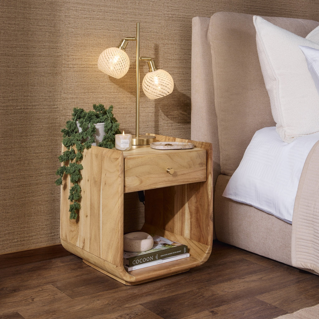 Table de Chevet 1 Tiroir en Bois d'Acacia - Bois Clair