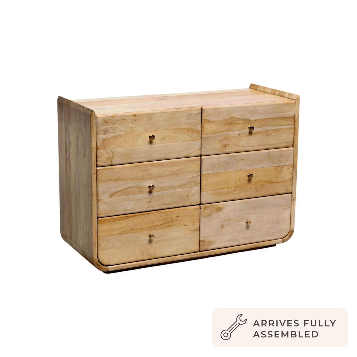 Commode 6 tiroirs en bois d'acacia - Bois clair