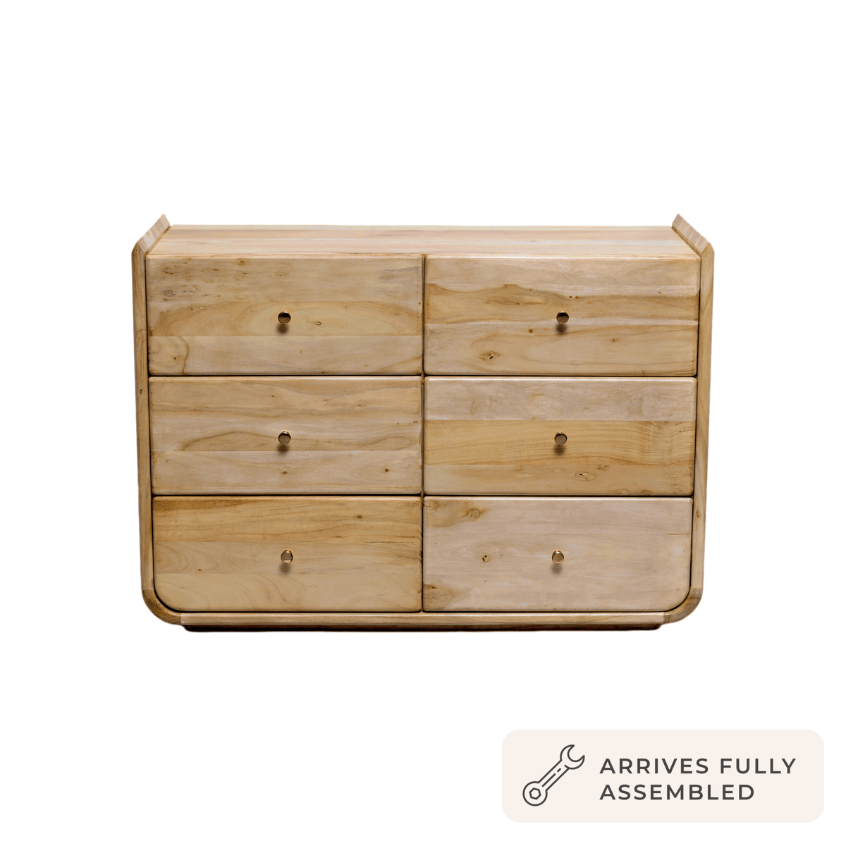 Commode 6 tiroirs en bois d'acacia - Bois clair