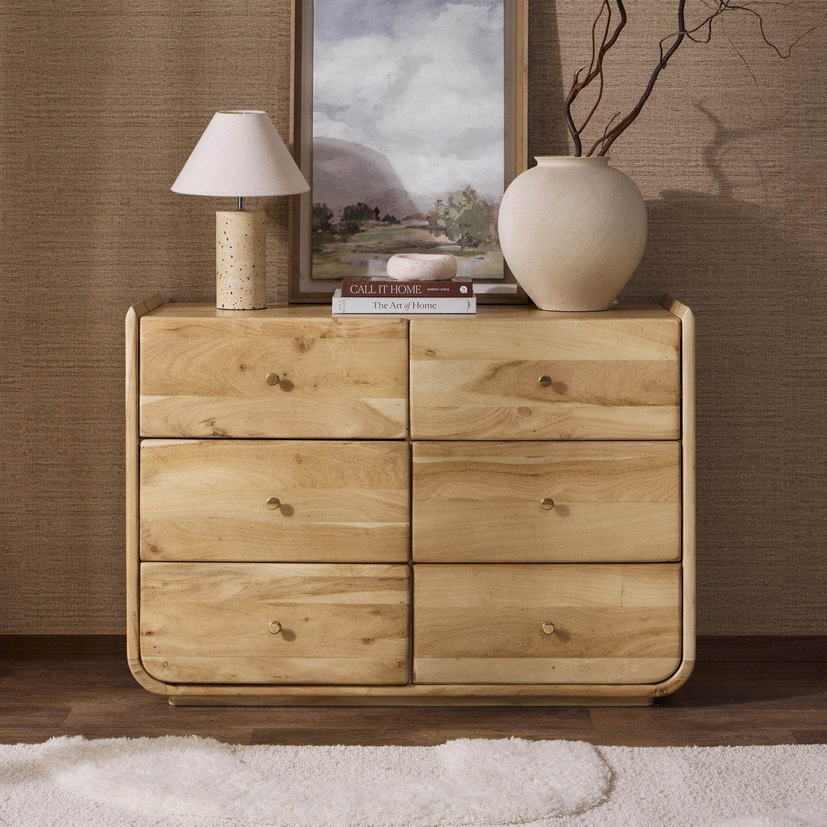 Commode 6 tiroirs en bois d'acacia - Bois clair