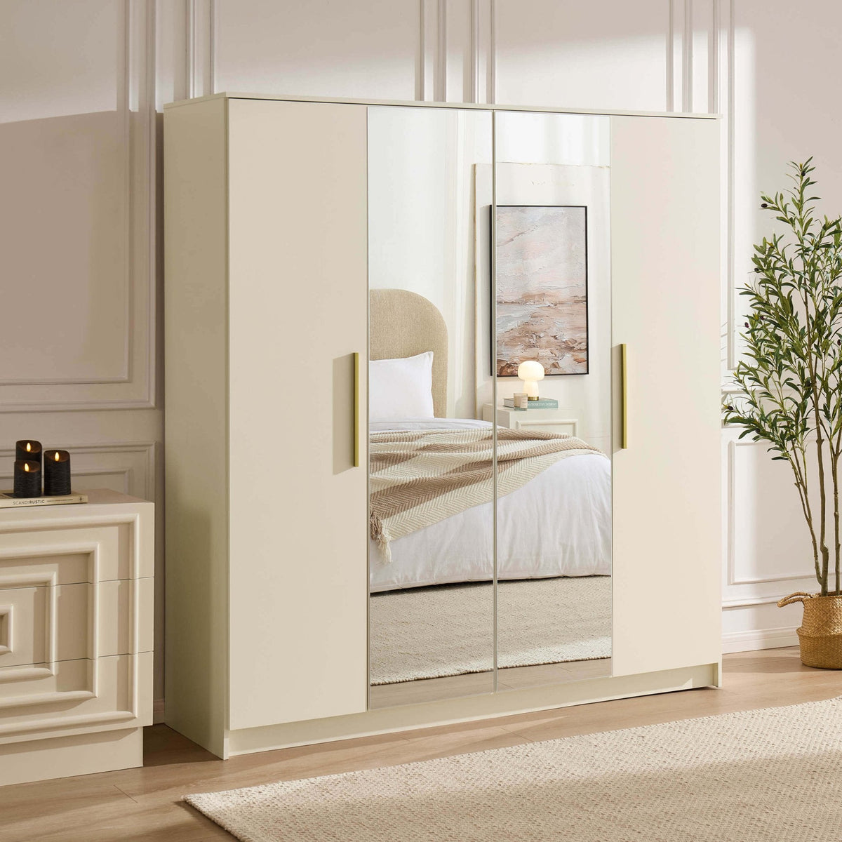Armoire 4 portes - Crème
