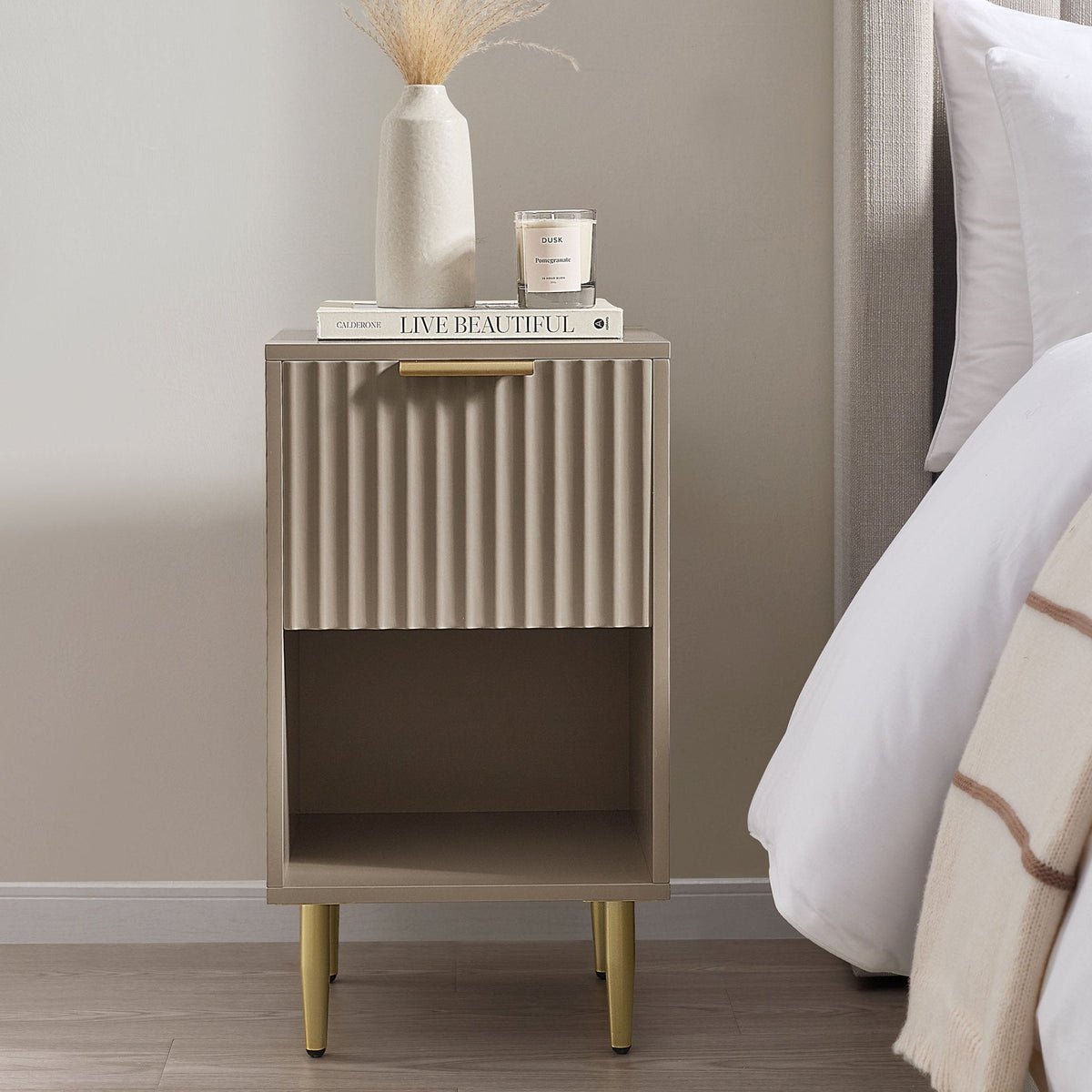 Table de chevet 1 tiroir - Taupe