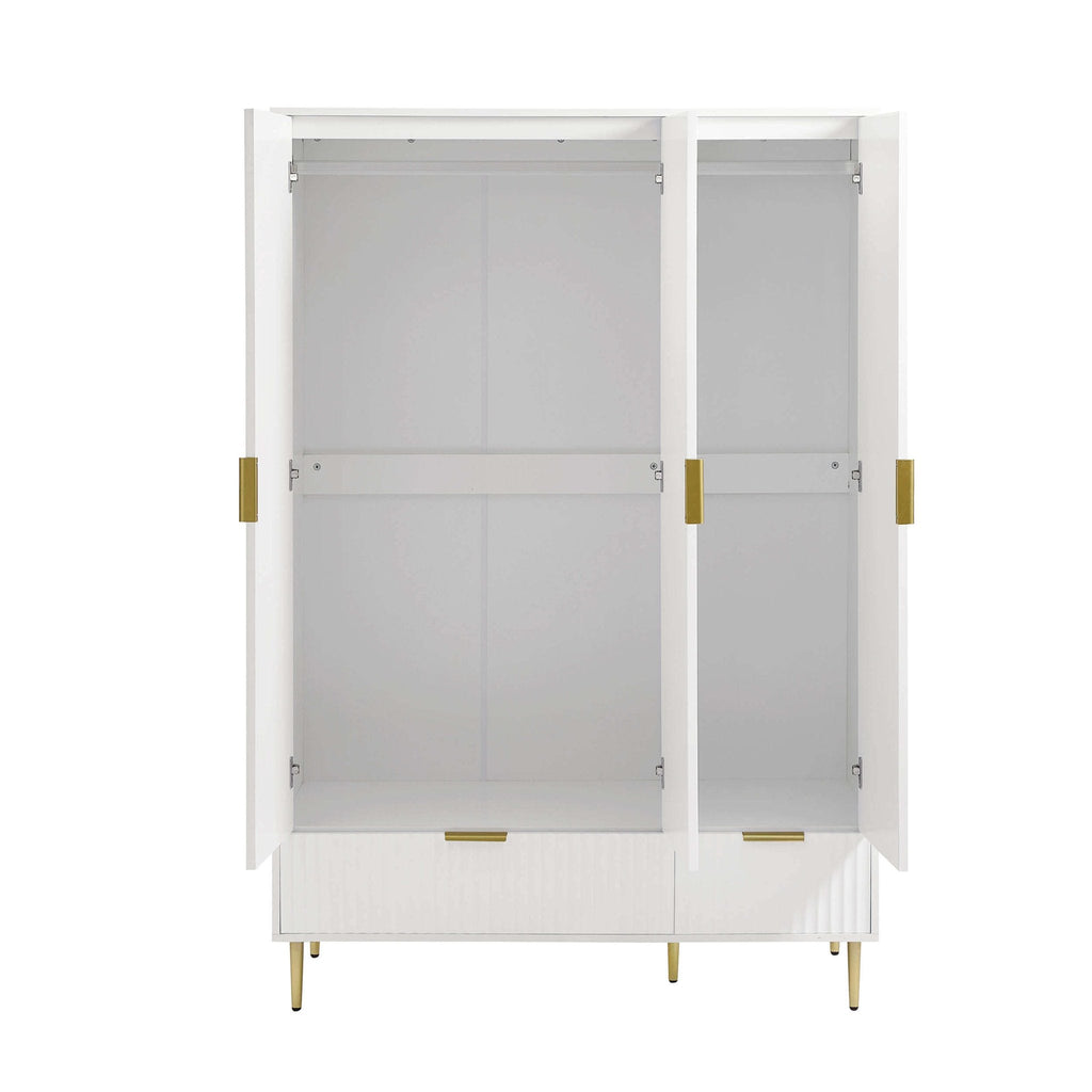Armoire 3 portes avec tiroirs - Blanc chaud