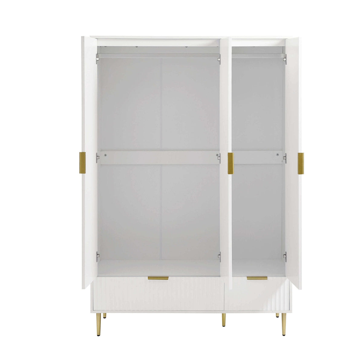 Armoire 3 portes avec tiroirs - Blanc chaud