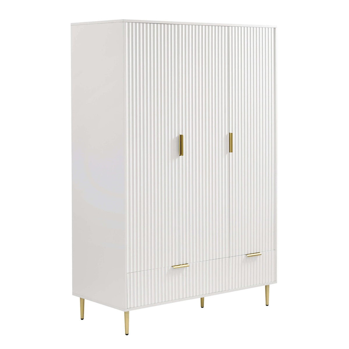 Armoire 3 portes avec tiroirs - Blanc chaud