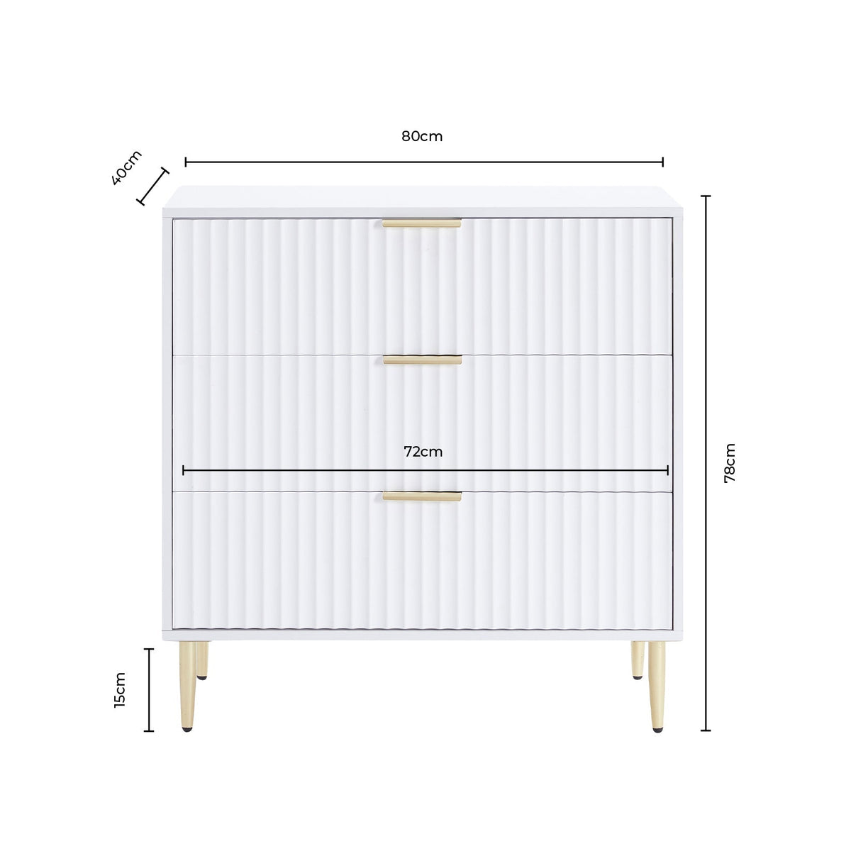 Commode 3 tiroirs - Taupe