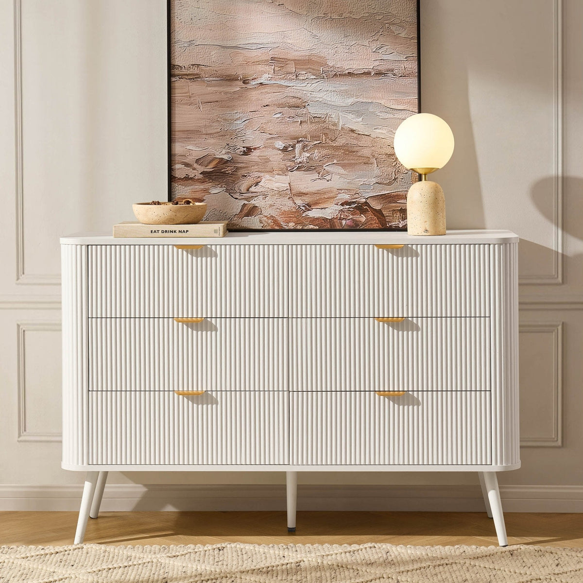 Commode 6 tiroirs - Blanc chaud