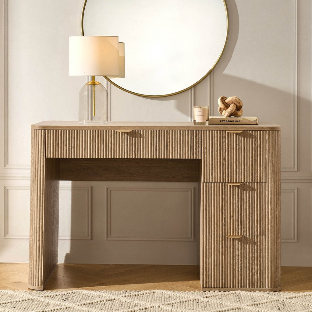 Grande coiffeuse avec tiroirs - Bois clair
