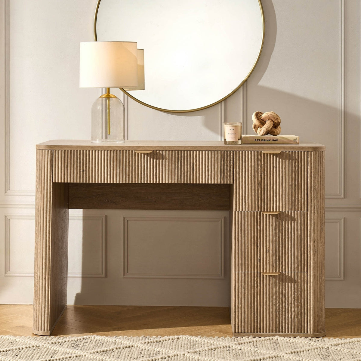 Grande coiffeuse avec tiroirs - Bois clair