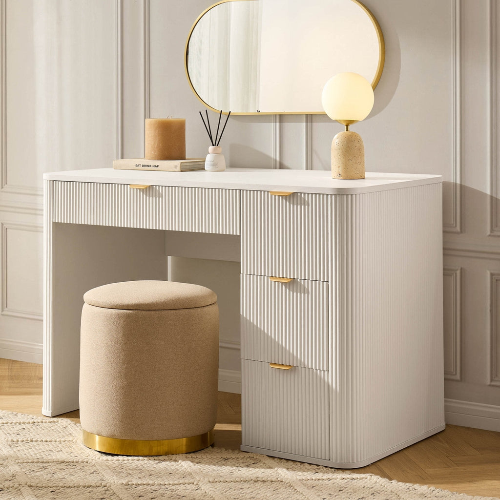 Grande coiffeuse avec tiroirs - Blanc chaud