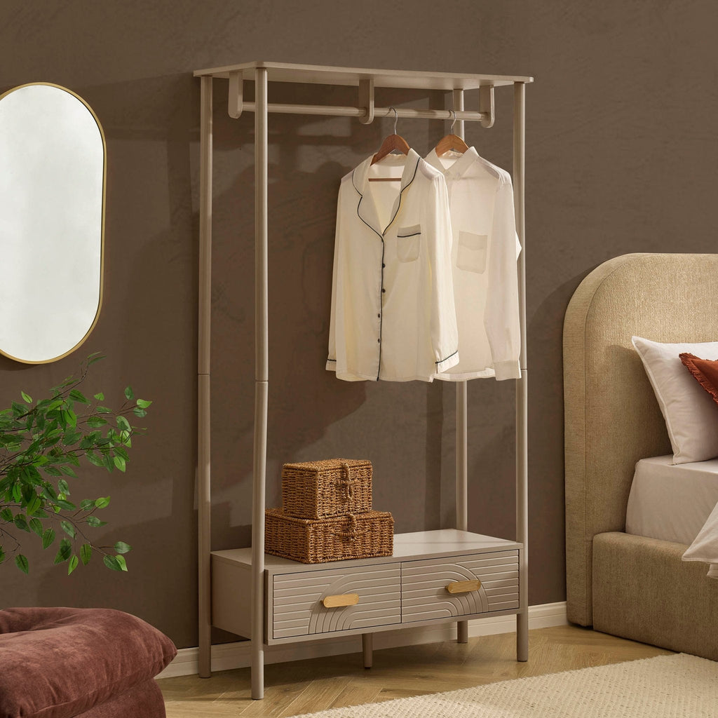 Portant à vêtements avec tiroirs - Taupe
