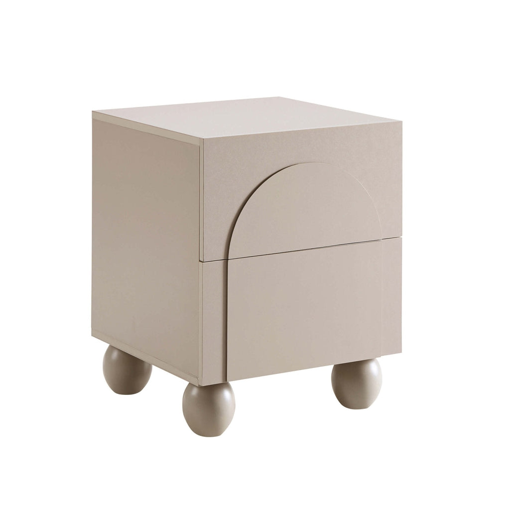 Table de chevet à 2 tiroirs avec façade cintrée - Taupe