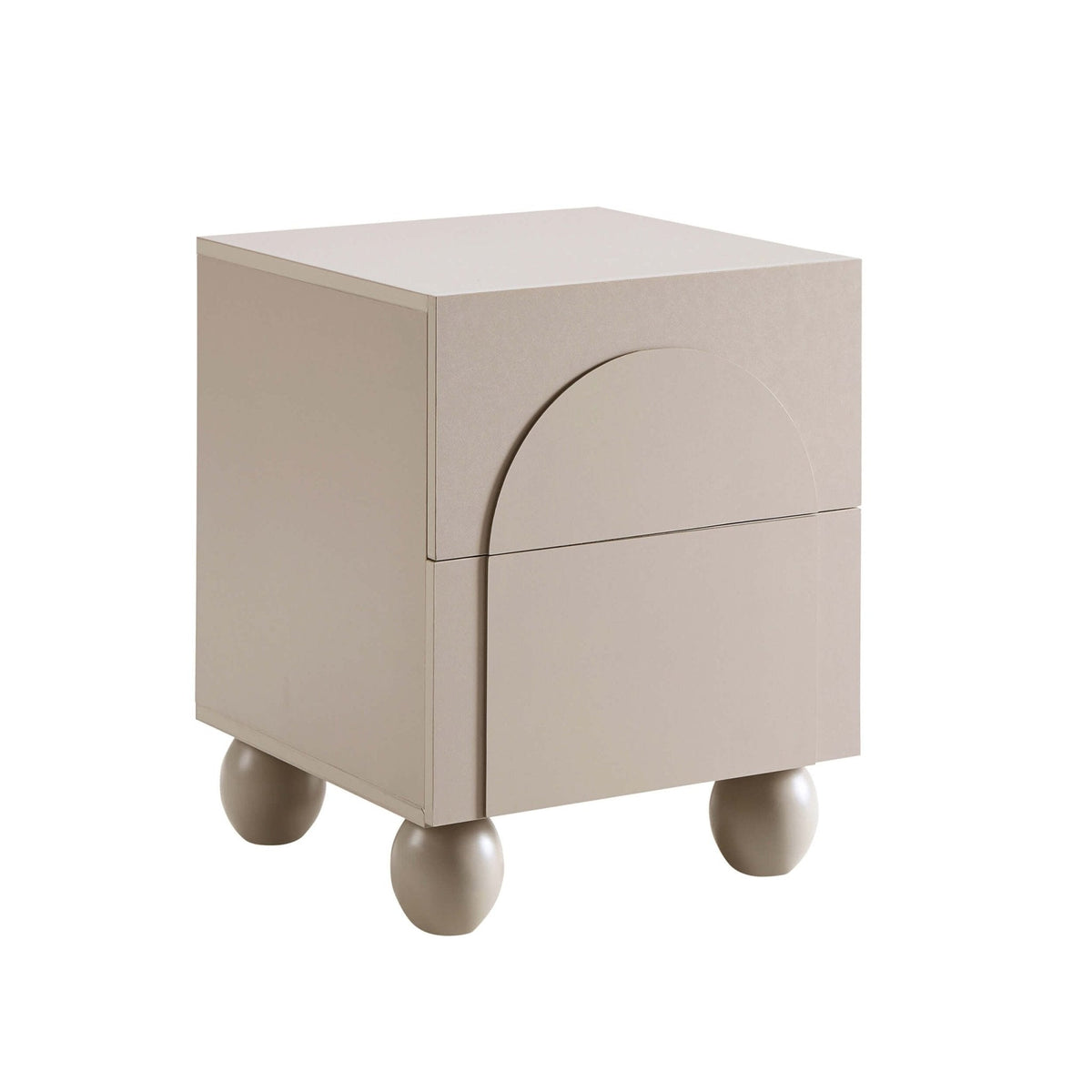 Table de chevet à 2 tiroirs avec façade cintrée - Taupe