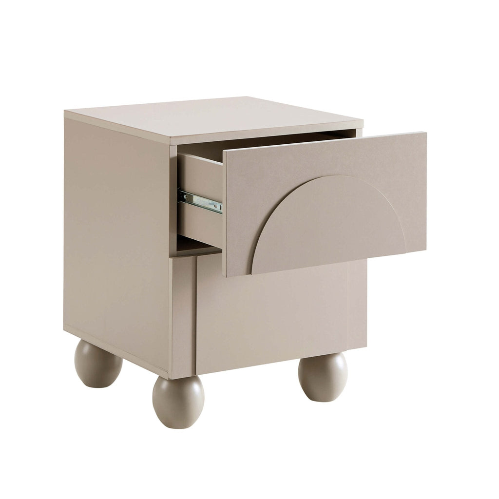 Table de chevet à 2 tiroirs avec façade cintrée - Taupe