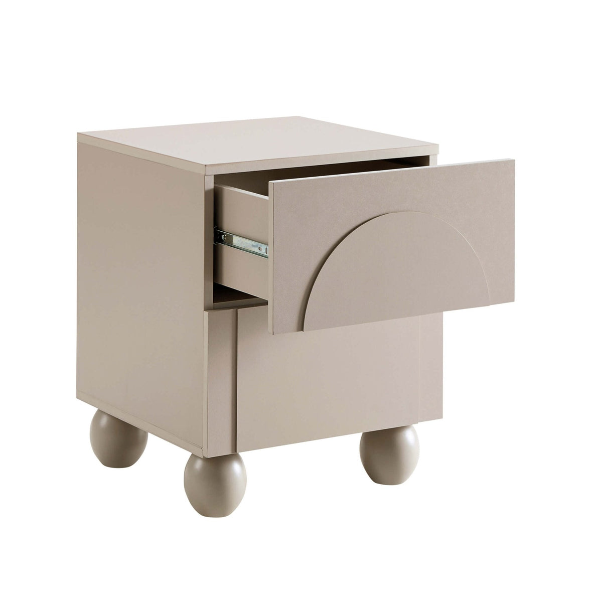 Table de chevet à 2 tiroirs avec façade cintrée - Taupe