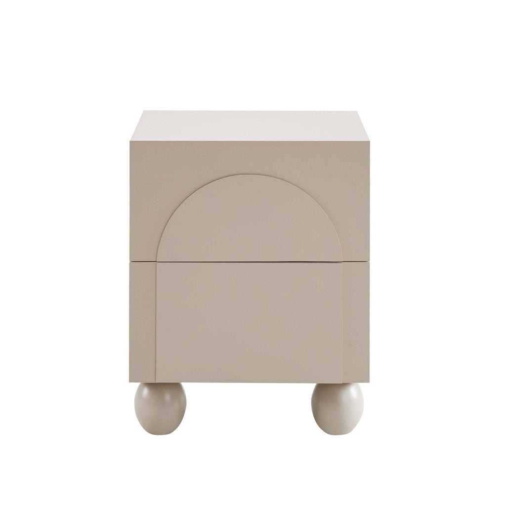 Table de chevet à 2 tiroirs avec façade cintrée - Taupe
